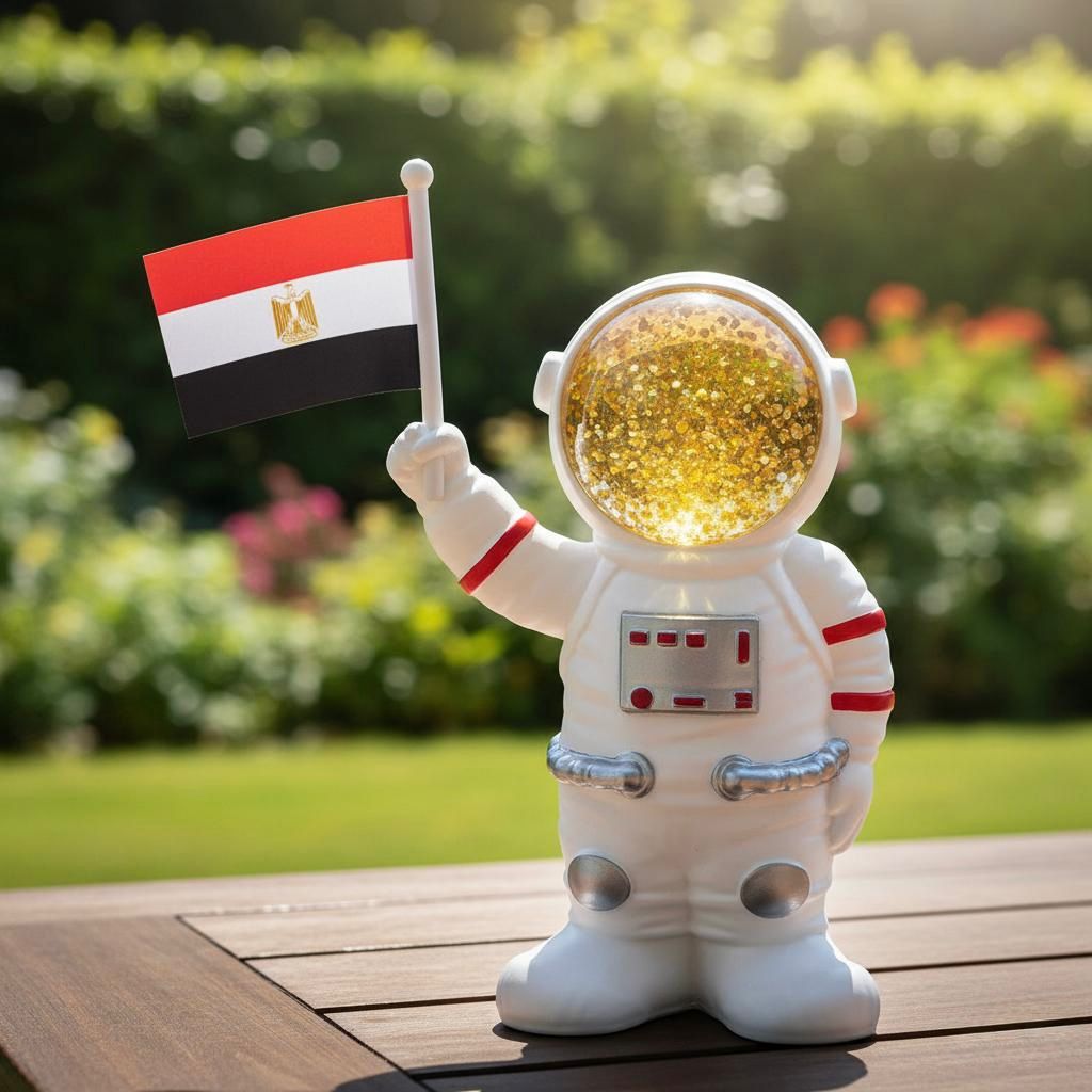 Astronaut Model Waving Egypt Flag solar powered-رائد فضاء يلوح بعلم مصر ويعمل بالطاقة الشمسية